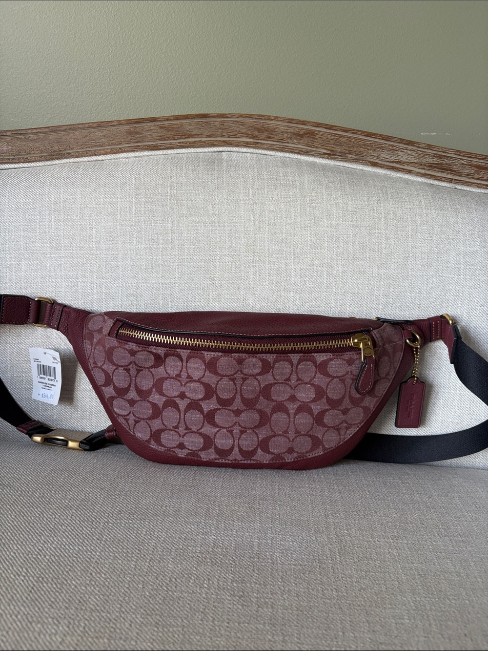 Coach Burgundy Chambray Signature Jacquard Warren Crossbody Belt Bag